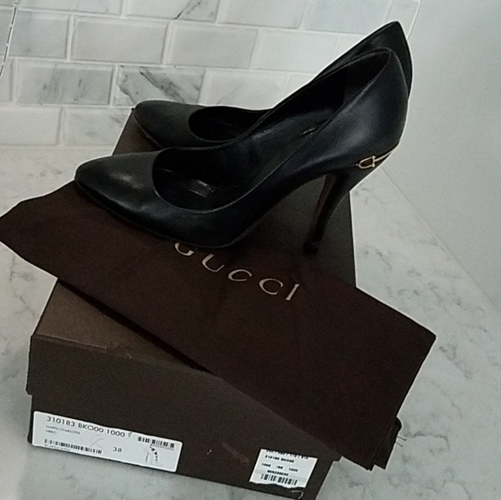 SOLD - GUGCI Nappa Charlotte Heels - Size 8 - Picture 4 of 7